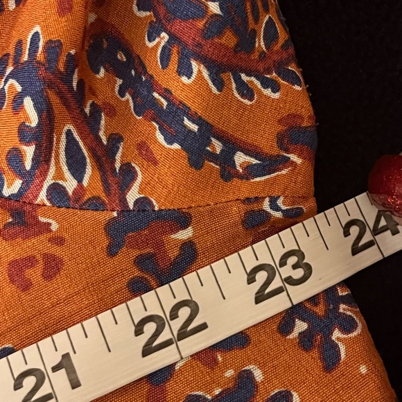 Soft Surroundings Pumpkin. & Blue Paisley Tunic w/ Gold Brocade V Neck’ size 1X - Picture 7 of 8